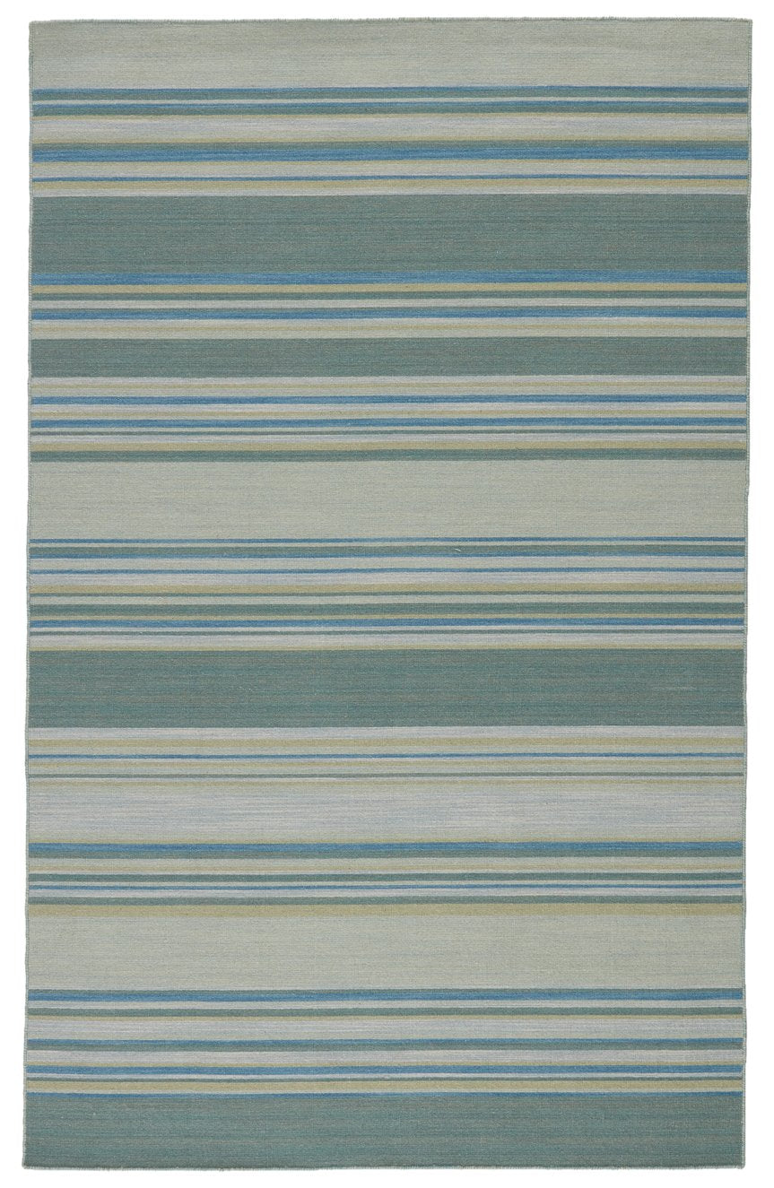 Jaipur Living Coastal Shores Kiawah Coh07 Handwoven Handmade 100% Wool Lines Stripes Indoor Rug Blue, Turquoise 100% Wool Rug122442