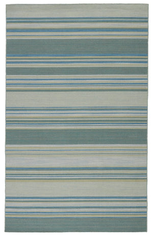 Jaipur Living Coastal Shores Kiawah Coh07 Handwoven Handmade 100% Wool Lines Stripes Indoor Rug Blue, Turquoise 100% Wool Rug122442