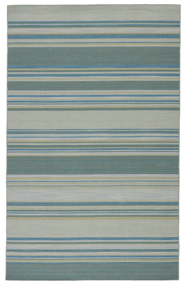 Jaipur Living Coastal Shores Kiawah Coh07 Handwoven Handmade 100% Wool Lines Stripes Indoor Rug Blue, Turquoise 100% Wool Rug122442
