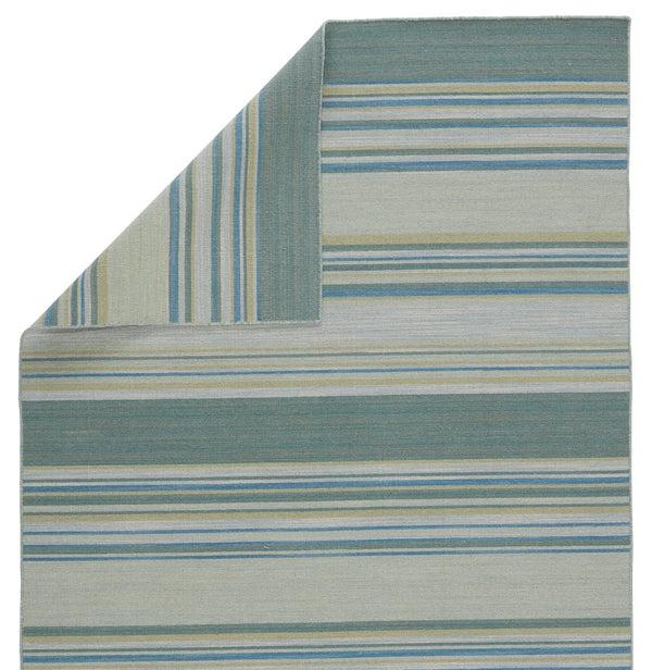 Jaipur Living Coastal Shores Kiawah Coh07 Handwoven Handmade 100% Wool Lines Stripes Indoor Rug Blue, Turquoise 100% Wool Rug122442