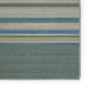 Jaipur Living Coastal Shores Kiawah Coh07 Handwoven Handmade 100% Wool Lines Stripes Indoor Rug Blue, Turquoise 100% Wool Rug122442