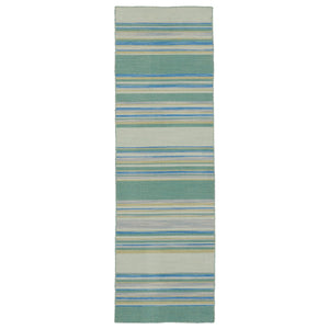 Jaipur Living Coastal Shores Kiawah Coh07 Handwoven Handmade 100% Wool Lines Stripes Indoor Rug Blue, Turquoise 100% Wool Rug122442