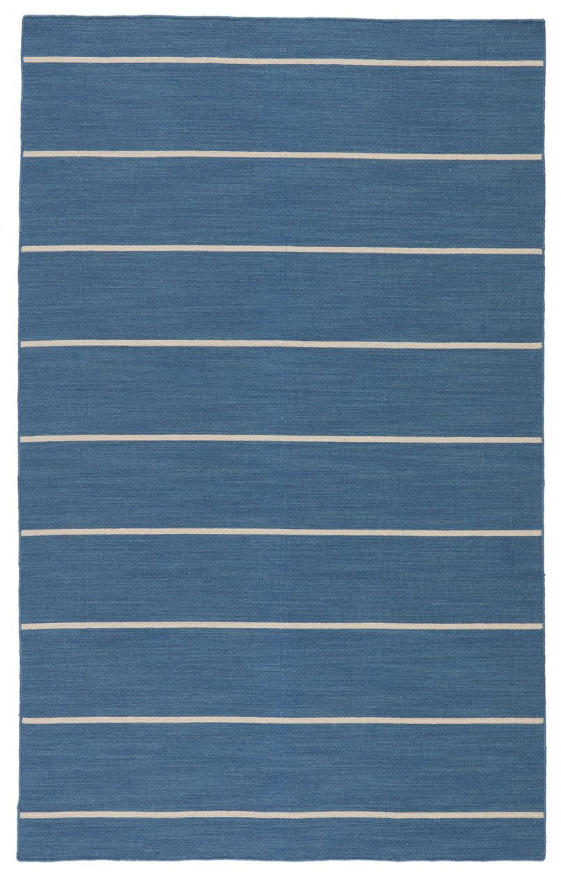 Jaipur Living Coastal Shores Cape Cod Coh09 Handwoven Handmade 100% Wool Lines Stripes Indoor Rug Blue, Beige 100% Wool Rug122701