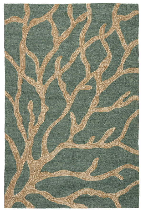 Jaipur Living Jaipur Living Coral Branch Polypropylene Round Rug for Coastal Patio or Beachside Lounge 5' X 7'6" RUG122832