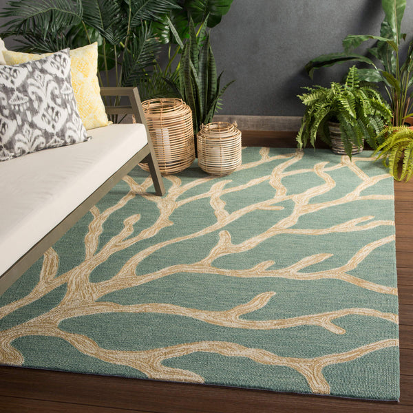 Jaipur Living Jaipur Living Coral Branch Polypropylene Round Rug for Coastal Patio or Beachside Lounge 2'6" X 8' RUG122481