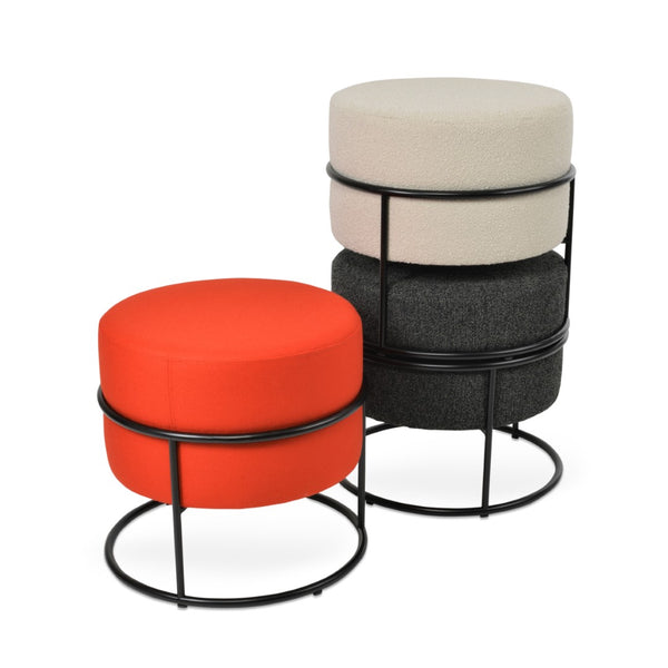 Soho Concept Colombo Ottoman – Stylish Stackable Design In Camira Blazer Wool With 10-year Guarantee, Black White,Black,Orange  Soho-concept-dining-chair-13478
