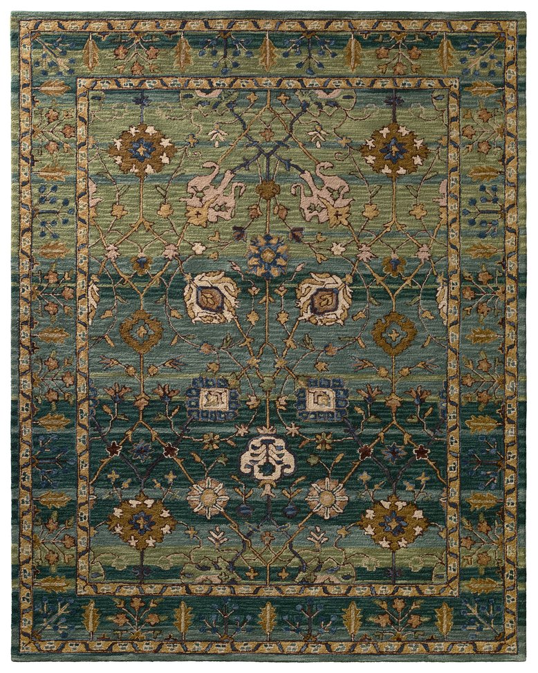 Jaipur Living Cardamom Ahava Com03 Tufted Handmade 100% Wool Traditional Oriental Indoor Rug Green, Blue 100% Wool, 100% Cotton Rug147096