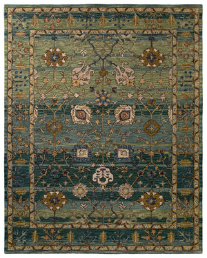 Jaipur Living Cardamom Ahava Com03 Tufted Handmade 100% Wool Traditional Oriental Indoor Rug Green, Blue 100% Wool, 100% Cotton Rug147096