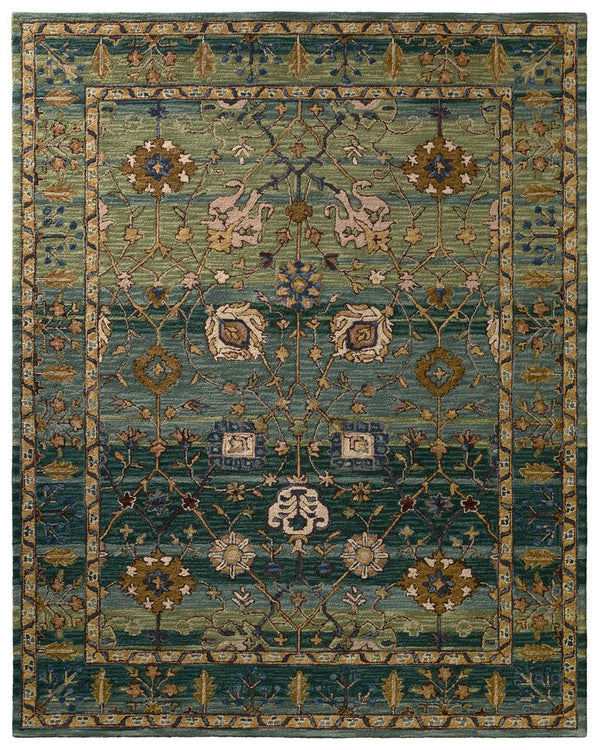 Jaipur Living Cardamom Ahava Com03 Tufted Handmade 100% Wool Traditional Oriental Indoor Rug Green, Blue 100% Wool, 100% Cotton Rug147096