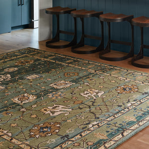 Jaipur Living Cardamom Ahava Com03 Tufted Handmade 100% Wool Traditional Oriental Indoor Rug Green, Blue 100% Wool, 100% Cotton Rug147096