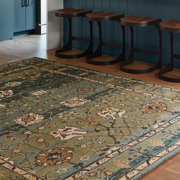 Jaipur Living Cardamom Ahava Com03 Tufted Handmade 100% Wool Traditional Oriental Indoor Rug Green, Blue 100% Wool, 100% Cotton Rug147096