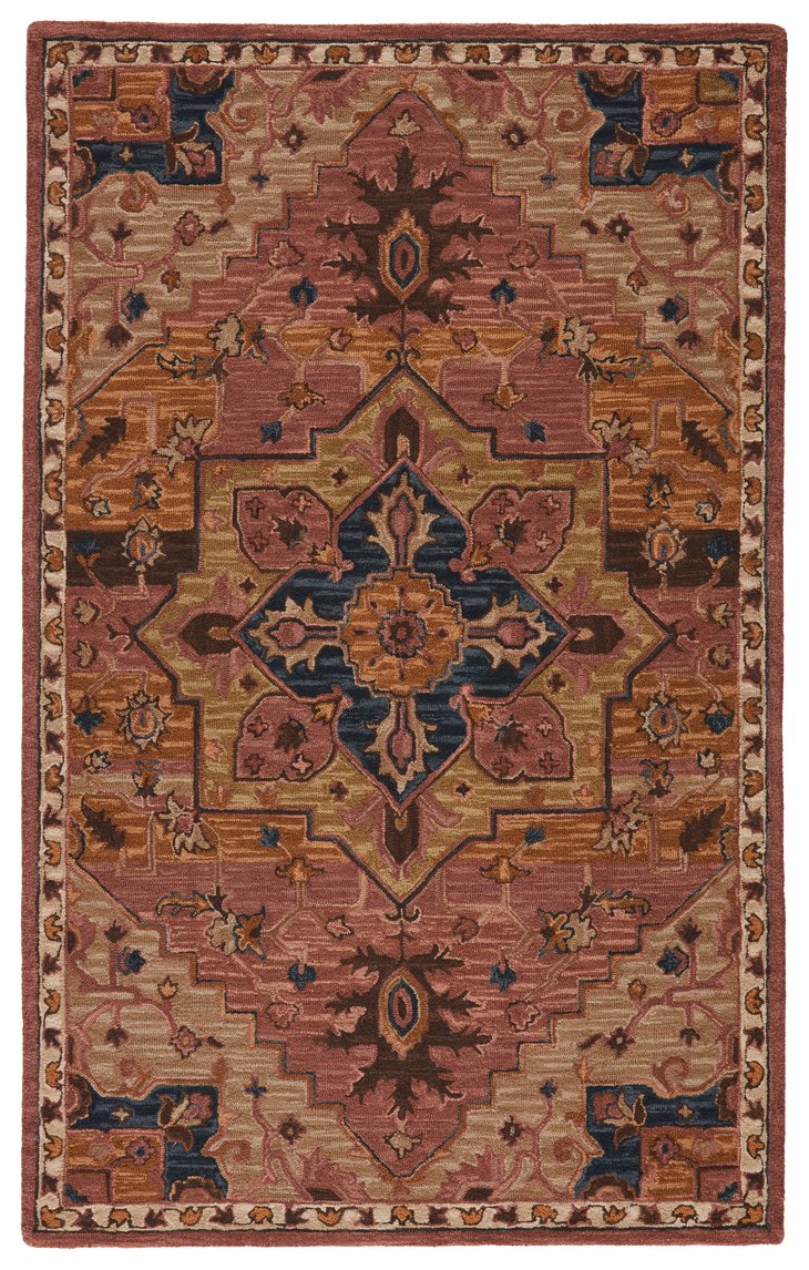Jaipur Living Cardamom Cressida Com06 Tufted Handmade 100% Wool Traditional Medallion Indoor Rug Dark Pink, Blue 100% Wool, 100% Cotton Rug147132