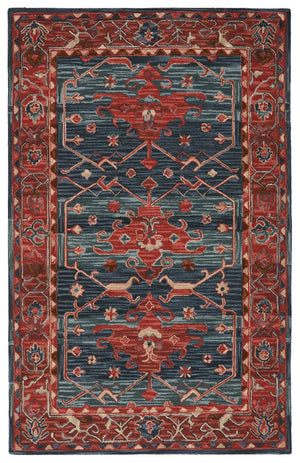 Jaipur Living Cardamom Cinnabar Com07 Tufted Handmade 100% Wool Vintage Medallion Indoor Rug Red, Blue 100% Wool, 100% Cotton Rug147085
