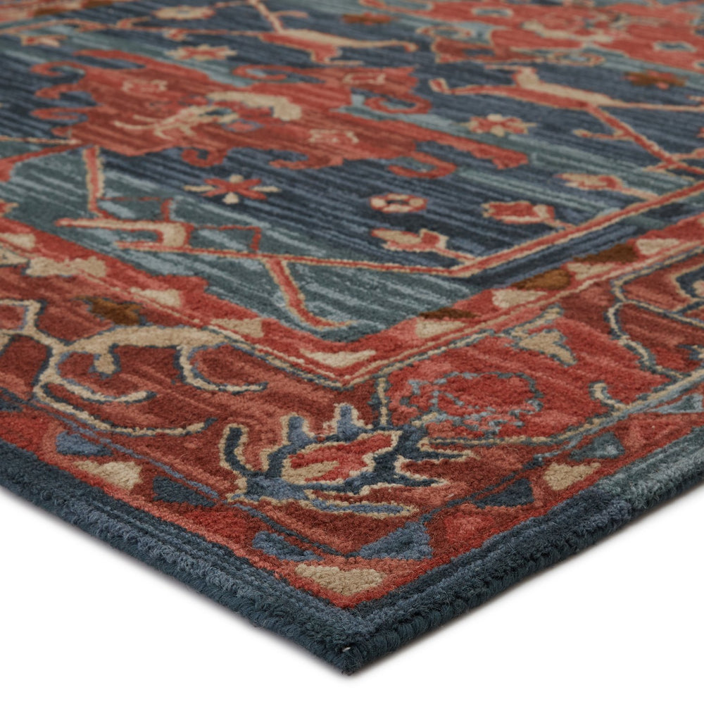 Jaipur Living Cardamom Cinnabar Com07 Tufted Handmade 100% Wool Vintage Medallion Indoor Rug Red, Blue 100% Wool, 100% Cotton Rug147085