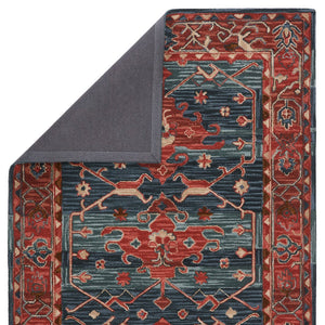 Jaipur Living Cardamom Cinnabar Com07 Tufted Handmade 100% Wool Vintage Medallion Indoor Rug Red, Blue 100% Wool, 100% Cotton Rug147085