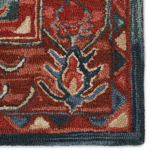 Jaipur Living Cardamom Cinnabar Com07 Tufted Handmade 100% Wool Vintage Medallion Indoor Rug Red, Blue 100% Wool, 100% Cotton Rug147085
