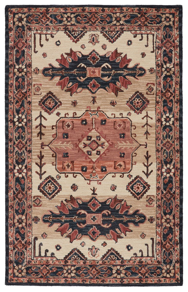 Jaipur Living Cardamom Idina Com09 Tufted Handmade 100% Wool Traditional Medallion Indoor Rug Pink, Dark Blue 100% Wool, 100% Cotton Rug147136