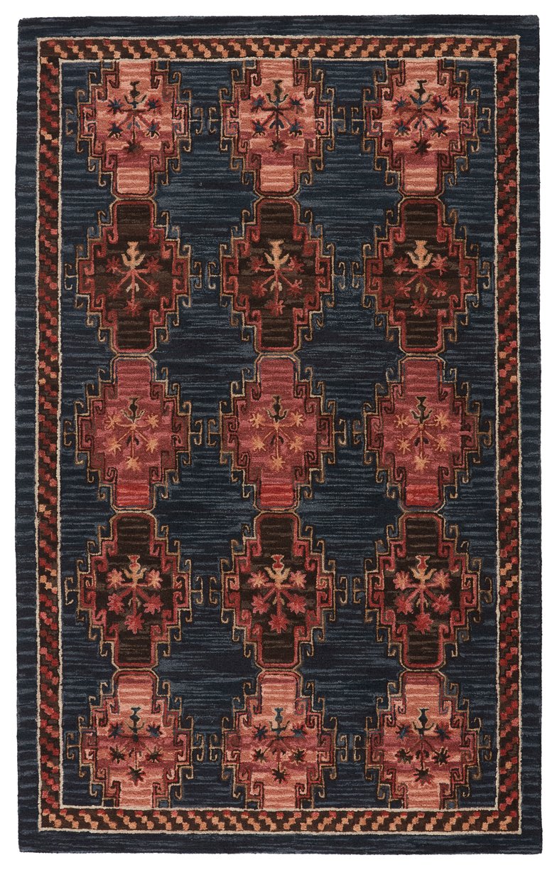 Jaipur Living Cardamom Kyoto Com11 Tufted Handmade 100% Wool Vintage Tribal Indoor Rug Dark Blue, Pink 100% Wool, 100% Cotton Rug150390