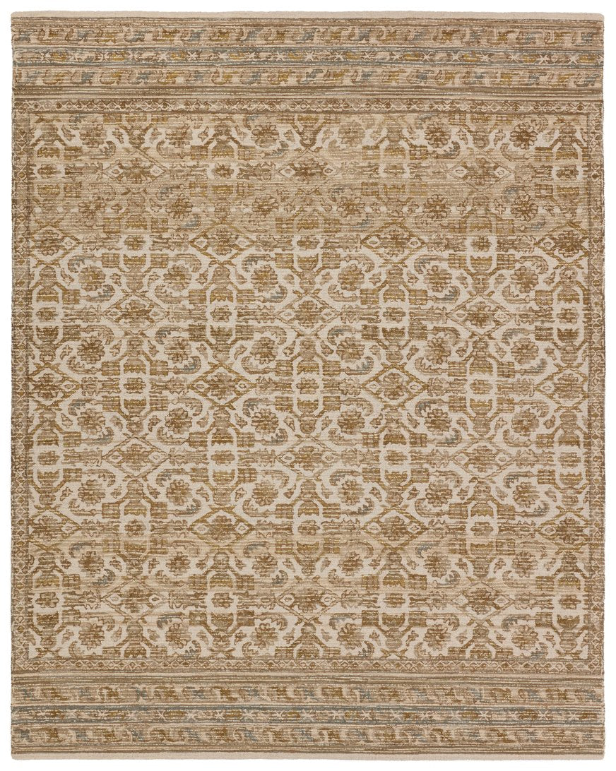 Jaipur Living Cardamom Sarang Com14 Tufted Handmade 100% Wool Traditional Trellis Indoor Rug Brown, Taupe 100% Wool, 100% Polyester Rug156013