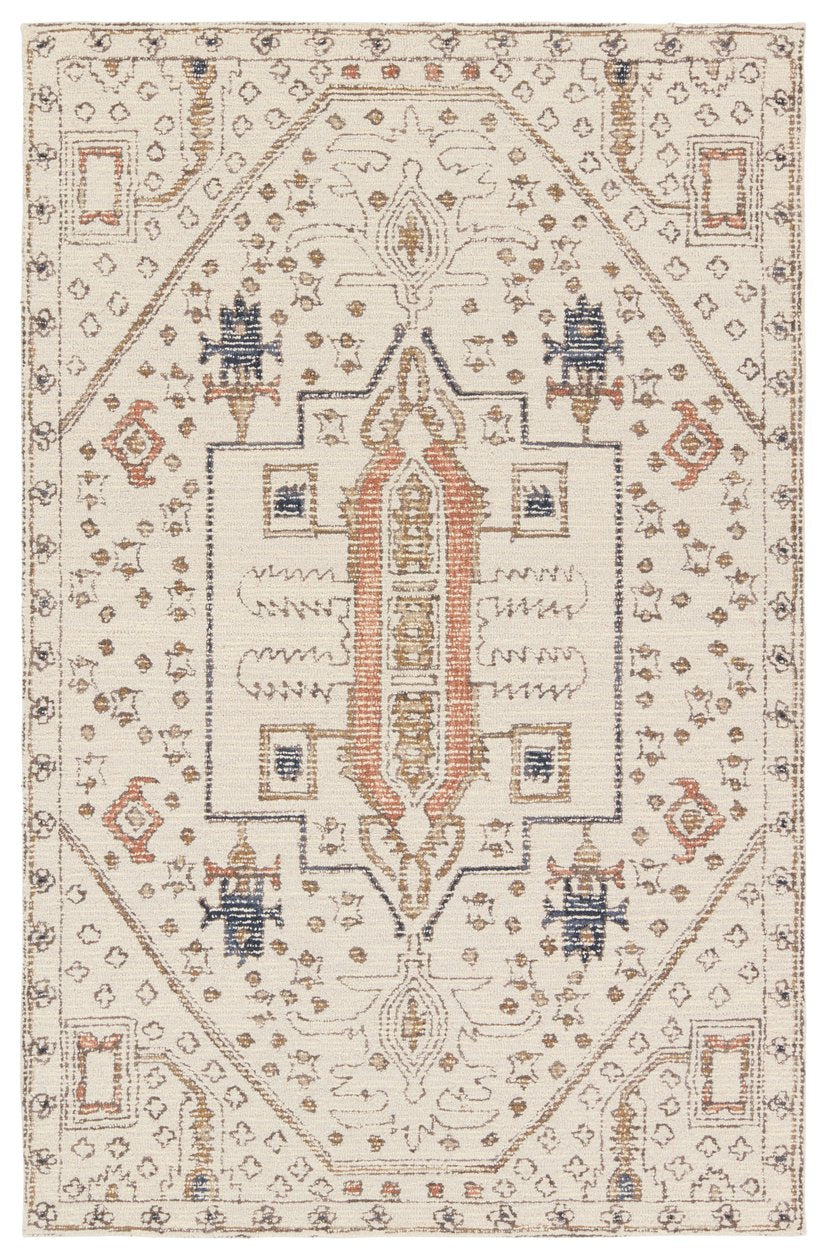 Jaipur Living Cardamom Dahir Com15 Tufted Handmade 100% Wool Traditional Medallion Indoor Rug Ivory, Gray 100% Wool, 100% Cotton Rug156848