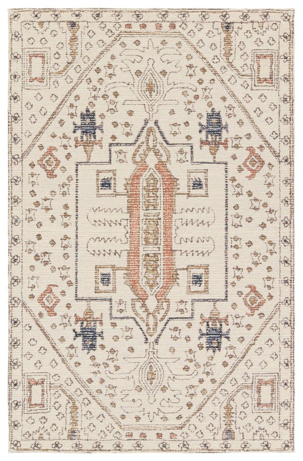Jaipur Living Cardamom Dahir Com15 Tufted Handmade 100% Wool Traditional Medallion Indoor Rug Ivory, Gray 100% Wool, 100% Cotton Rug156848
