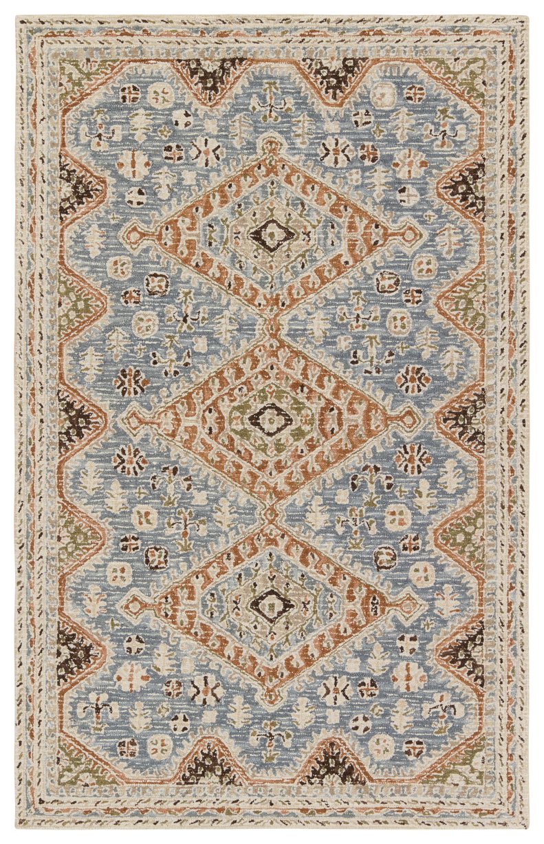 Jaipur Living Cardamom Zascha Com17 Tufted Handmade 100% Wool Traditional Medallion Indoor Rug Blue, Brown 100% Wool, 100% Cotton Rug156856