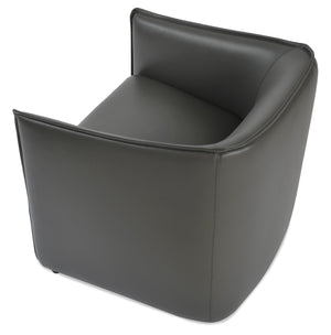 Soho Concept Conrad Lounge Armchair - Premium Genuine Leather, Elegant Grey, Durable Comfort, Supports 350 Lbs Grey  Soho-concept-dining-chair-12997