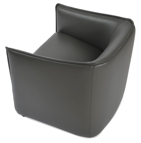 Soho Concept Conrad Lounge Armchair - Premium Genuine Leather, Elegant Grey, Durable Comfort, Supports 350 Lbs Grey  Soho-concept-dining-chair-12997
