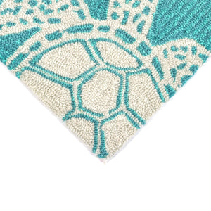 Trans Ocean Liora Manne Capri Turtle Handmade Indoor/Outdoor Area Rug - Vibrant Coastal Design For Any Space Blue Polyester,Acrylic Capr8163404