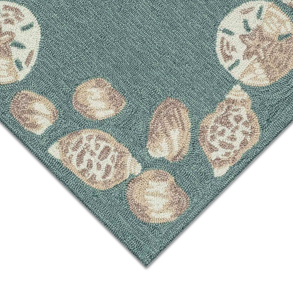 Trans Ocean Liora Manne Capri Seashell Border Handmade Area Rug – Durable Coastal Design For Indoor/Outdoor Spaces Blue Polyester,Acrylic Cap46172304