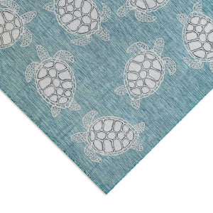 Trans Ocean Liora Manne Carmel Coastal Turtle Indoor/Outdoor Area Rug - Vibrant Beach Style For Any Space Blue Polypropylene,Polyester Cred8841304