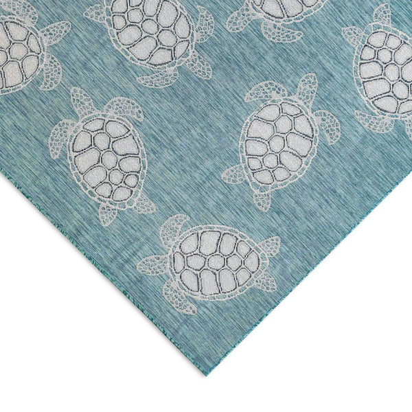 Trans Ocean Liora Manne Carmel Coastal Turtle Indoor/Outdoor Area Rug - Vibrant Beach Style For Any Space Blue Polypropylene,Polyester Cred8841304