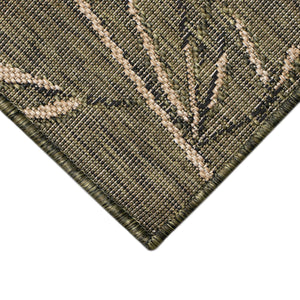 Trans Ocean Liora Manne Carmel Botanical Leaf Indoor/Outdoor Area Rug With Elegant Bamboo Border Design Green Polypropylene,Polyester Crer8848806