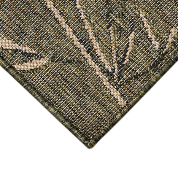 Trans Ocean Liora Manne Carmel Botanical Leaf Indoor/Outdoor Area Rug With Elegant Bamboo Border Design Green Polypropylene,Polyester Crer8848806