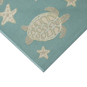 Trans Ocean Liora Manne Esencia Turtle And Stars Indoor/Outdoor Mat – Vibrant Coastal Design For Any Space Blue Polypropylene,Polyester Ecn23957604