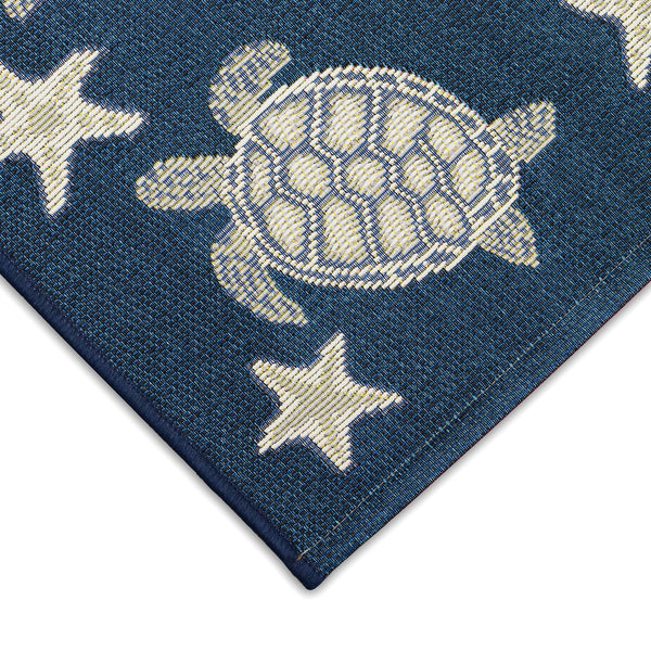 Trans Ocean Liora Manne Esencia Turtle And Stars Indoor/Outdoor Mat – Vibrant Coastal Design For Any Space Navy Polypropylene,Polyester Ecnr5957633