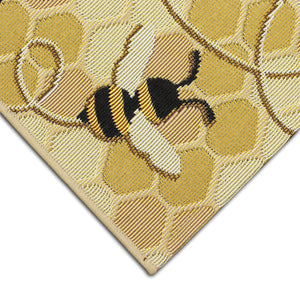 Trans Ocean Liora Manne Esencia Bee Free Indoor/Outdoor Mat - Whimsical Bees On Vibrant Mosaic Background Gold Polypropylene,Polyester Ecn23958509