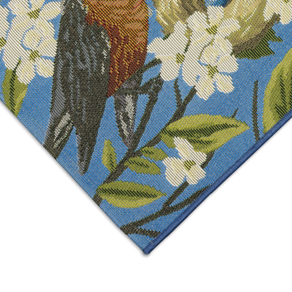 Trans Ocean Liora Manne Esencia Robin's Nest Indoor/Outdoor Mat - Whimsical Design With Charming Bird & Flowers Blue Polypropylene,Polyester Ecn34958603