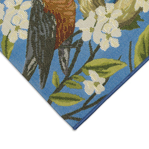 Trans Ocean Liora Manne Esencia Robin's Nest Indoor/Outdoor Mat - Whimsical Design With Charming Bird & Flowers Blue Polypropylene,Polyester Ecnr5958603