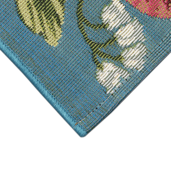 Trans Ocean Liora Manne Esencia Secret Garden Mat - Vibrant Botanical Design For Indoor/Outdoor Spaces Blue Polypropylene,Polyester Ecn23958904