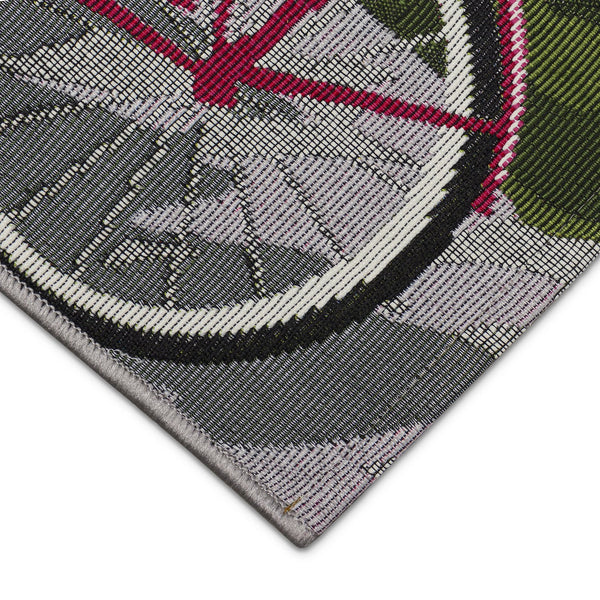 Trans Ocean Liora Manne Esencia Summer Ride Indoor/Outdoor Mat - Whimsical Bike Design With Floral Accents Blue Polypropylene,Polyester Ecn23960003