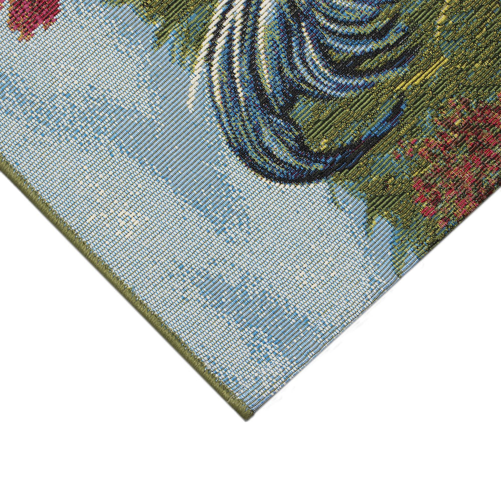 Trans Ocean Liora Manne Esencia Rooster Farm Indoor/Outdoor Mat - Whimsical Farmhouse Decor For Any Space Blue Polypropylene,Polyester Ecnr5960803