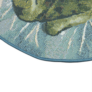Trans Ocean Liora Esencia Frog & Lotus Indoor/Outdoor Non-slip Mat – Whimsical Green Garden Decor, 3'3"X2'1" Green Polypropylene,Polyester Ecn35961006