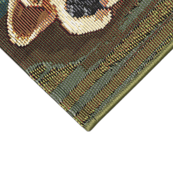 Trans Ocean Liora Manne Esencia Indoor/Outdoor Whimsical Dog Mat - Adorable Puppy In Santa Hat Design Green Polypropylene,Polyester Ecn23964016