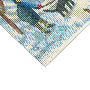 Trans Ocean Liora Manne Esencia Gone Skating Indoor/Outdoor Mat - Whimsical Winter Fun With Colorful Skaters Blue Polypropylene,Polyester Ecn34964703