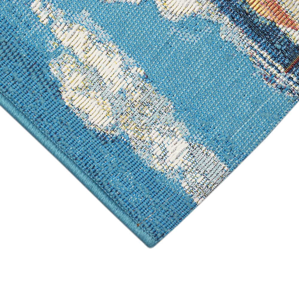 Trans Ocean Liora Manne Esencia Indoor/Outdoor Non-slip Mat With Whimsical Beach Scene And Colorful Dogs Blue Polypropylene,Polyester Ecn34966004