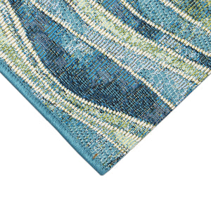 Trans Ocean Liora Manne Esencia Wave Indoor/Outdoor Mat - Contemporary Abstract Design In Soothing Blue Hues Blue Polypropylene,Polyester Ecn23966204