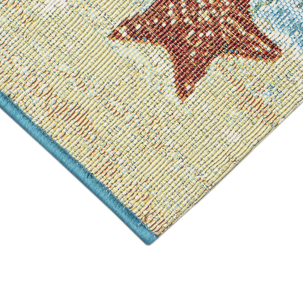 Trans Ocean Liora Manne Esencia Coastal Ornaments Mat - Whimsical Beach Design, Non-slip Indoor/Outdoor Decor Blue Polypropylene,Polyester Ecn34968704