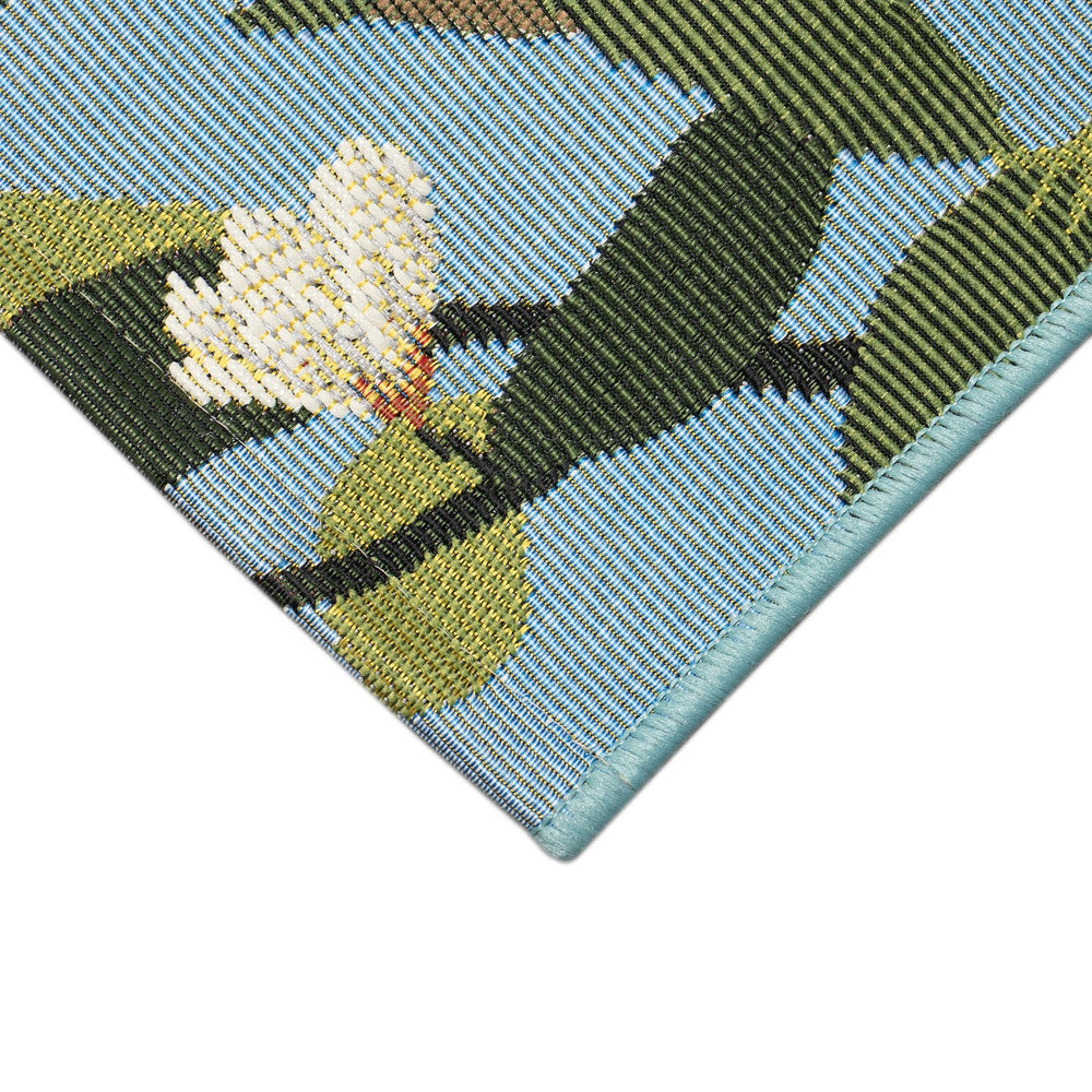 Trans Ocean Liora Manne Esencia Floral Finches Indoor/Outdoor Non-slip Mat - Vibrant Garden Bird Design Blue Polypropylene,Polyester Ecn34970803