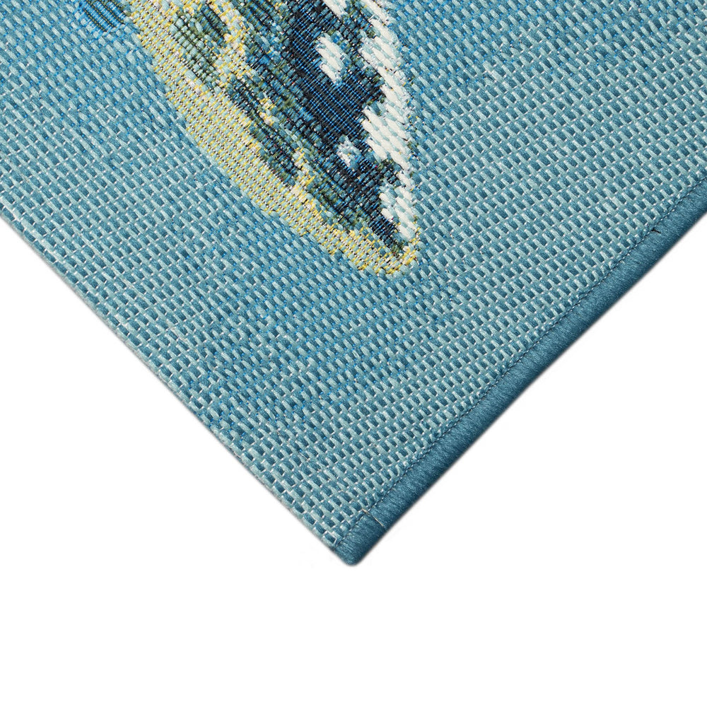 Trans Ocean Liora Manne Esencia Santa Seaturtle Indoor/Outdoor Mat - Festive Decor For Holiday Cheer! Blue Polypropylene,Polyester Ecn23971804